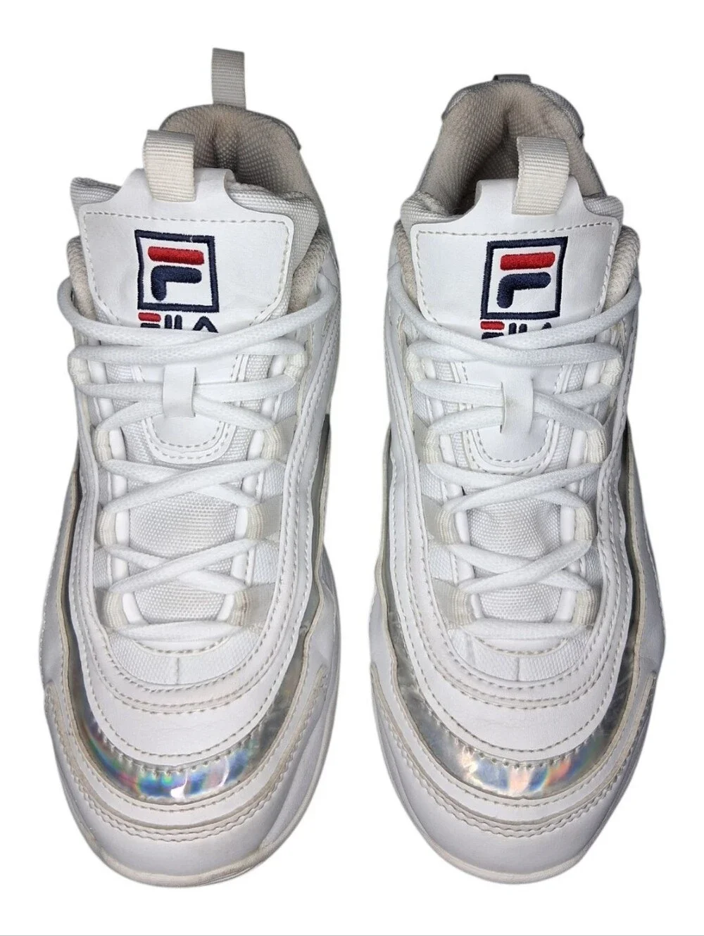 FILA Ray Shoes White Iridescent Streetwear Fashion Sneakers Women's Size 7